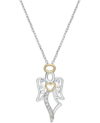 Macy's Diamond Angel Pendant Necklace 