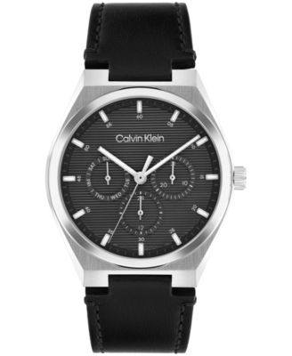 Мужские часы Calvin Klein CK Motion на черном кожаном ремешке 39 мм