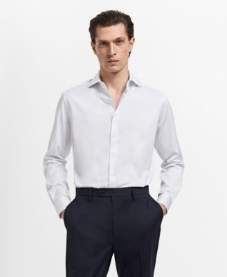 Мужская приталенная хлопчатобумажная рубашка в полоску Mango