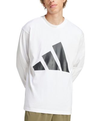 мужская футболка adidas Men's Essentials с большим логотипом из однотонного трикотажа и хлопка с длинным рукавом