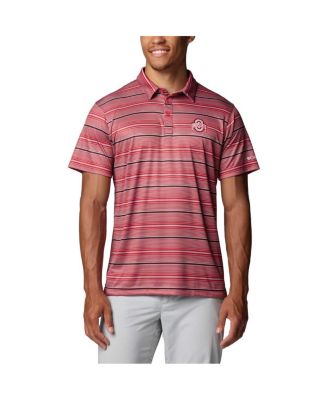 Мужская рубашка-поло Columbia в алую полоску Ohio State Buckeyes PFG Super Terminal Tackle™ Omni-Shade™ от Columbia.