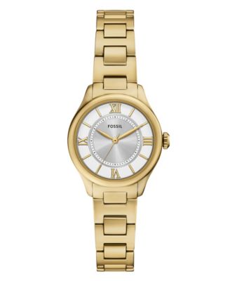 Женские позолоченные часы Gilmore Fossil с тремя стрелками из нержавеющей стали, 28 мм