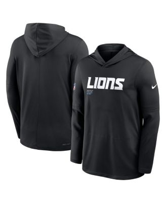 Мужская черная футболка Nike Detroit Lions Big Tall Sideline Performance с капюшоном и длинными рукавами Detroit Lions