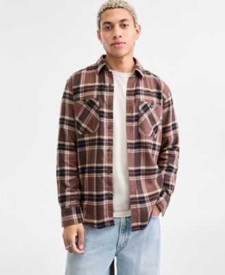 Мужская хлопковая фланелевая рубашка в клетку Anthony с длинными рукавами Sun + Stone, эксклюзивная модель Macy's