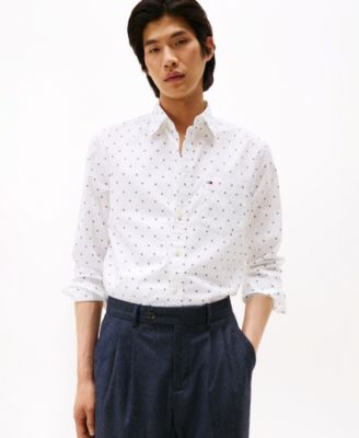 Мужская рубашка из гибкого поплина с мелким принтом от Tommy Hilfiger