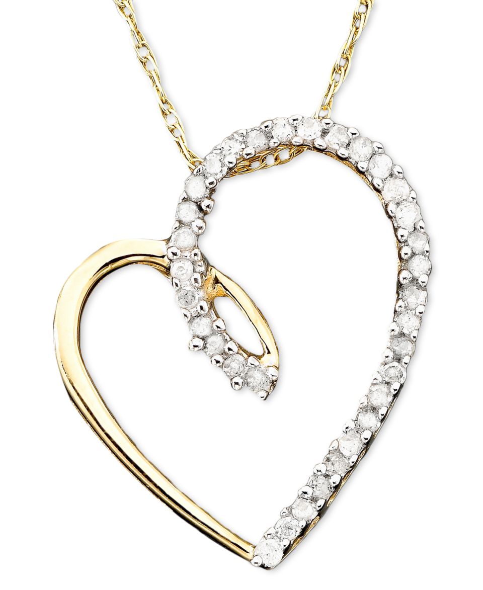 Diamond Necklace, 14k Gold Diamond Heart Pendant (1/10 ct. t.w.)