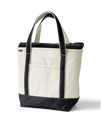 Холщовая сумка-тоут Lands' End Medium с 5 карманами и застежкой-молнией сверху