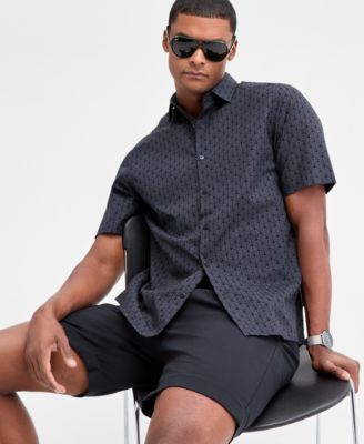 Мужская рубашка Alfani Finn с коротким рукавом и гео-принтом спереди на пуговицах, эксклюзивная модель Macy's