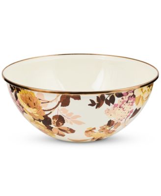 Большая миска для ежедневного использования MacKenzie-Childs Wild Rose White, 128 унций.