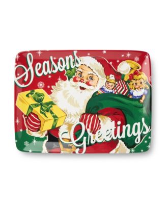 Сертифицированное международное ретро-рождественское прямоугольное блюдо Санты