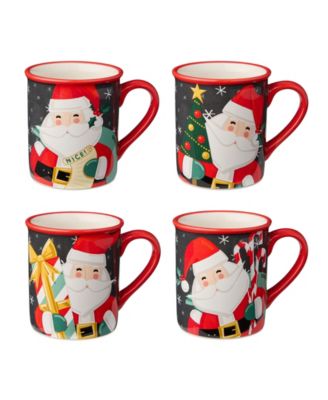 Сертифицированные международные кружки Christmas Whimsy Santa, набор из 4 кружек