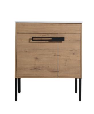 Туалетный столик CASAINC 30" Convertible-Отдельно стоящий или настенный Туалетный столик для ванной комнаты с раковиной коричневого цвета