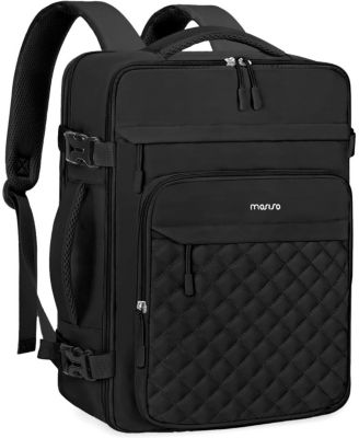 Стеганый рюкзак для ноутбука MOSISO Black Rhombus - Одобренная для полетов ручная кладь с упаковочными кубиками и USB-портом / 15-16-дюймовый рюкзак, подходящий для колледжа, работы, деловых поездок