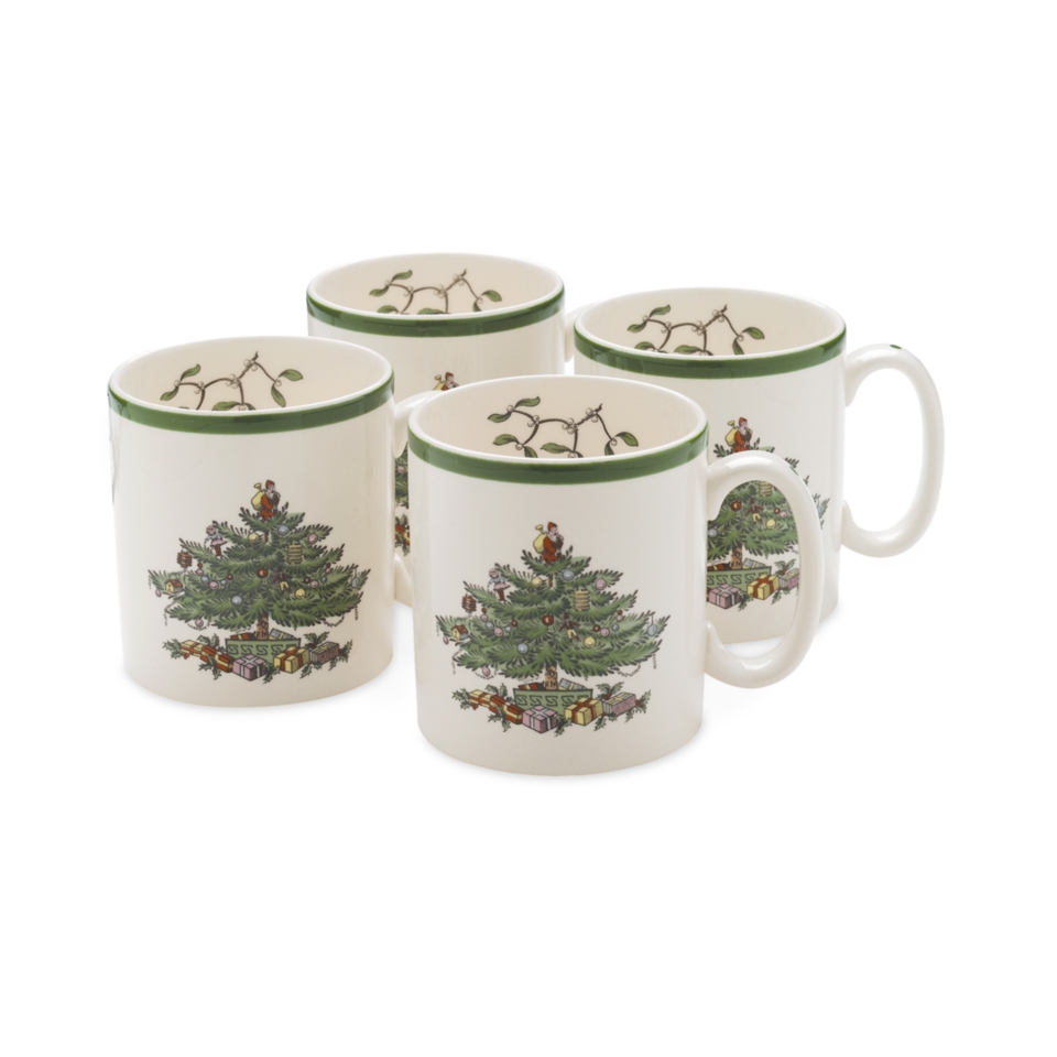 Spode Christmas Tree Mugs, Set of 4