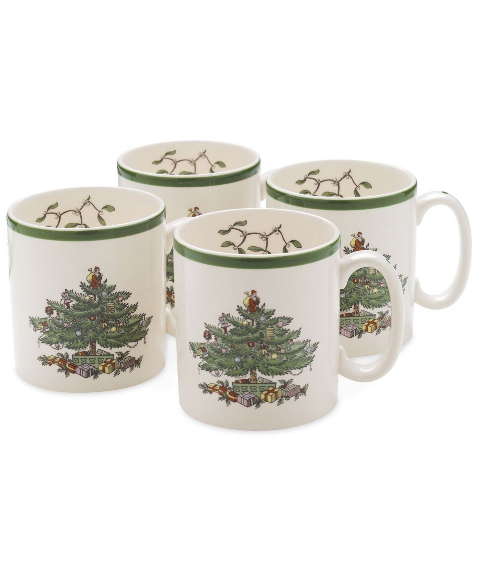 Spode Dinnerware, Set of 4 Christmas Tree Mugs   Fine China   Dining