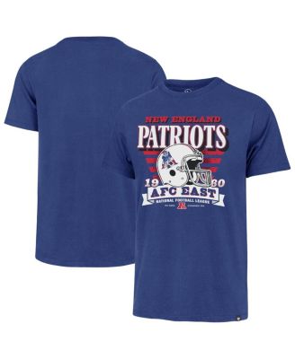 Мужская брендовая футболка Royal New England Patriots Stripe Splash Franklin Throwback от бренда '47