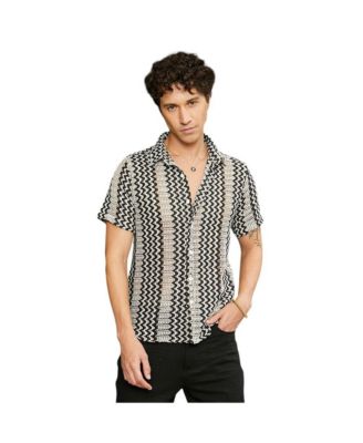 Мужская рубашка из зигзагообразной вязки Campus Sutra белого цвета