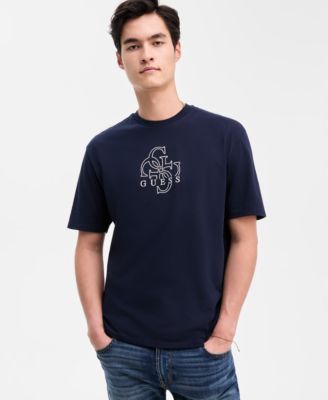 Мужская футболка GUESS Quattro G свободного кроя с коротким рукавом и круглым вырезом горловины и графическим принтом