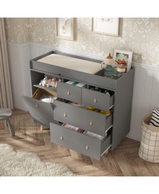Столик для пеленания HOMSEE с 4 выдвижными ящиками, местом для переодевания ребенка с отделениями для хранения вещей