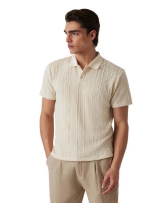 Мужской свитер поло из текстурированной вязки GUESS Olin с коротким рукавом