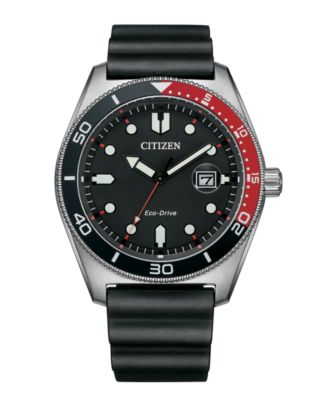 Мужские спортивные повседневные часы Citizen Eco-Drive с черным полиуретановым ремешком 43 мм