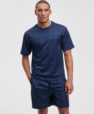 Мужская футболка свободного кроя Mode of One с коротким рукавом и круглым вырезом в полоску в тон, эксклюзивная модель Macy's