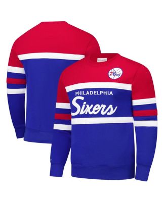 Мужская толстовка Mitchell & Ness Royal/Red Philadelphia 76ers Hardwood Classics с винтажным логотипом Head Coach, пуловер
