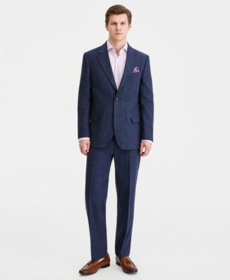 Мужской костюм Nautica из хлопка и льна в современном стиле синего цвета