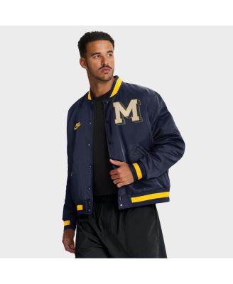 Мужская темно-синяя куртка-бомбер Nike Michigan Wolverines Legacy на молнии синего цвета