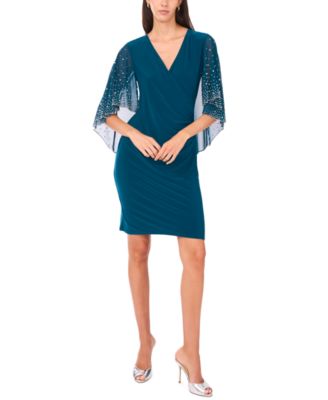 Женское приталенное платье с боковой драпировкой MSK зеленого цвета