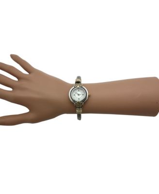 Двухцветные маленькие элегантные женские часы-браслет в старинном стиле