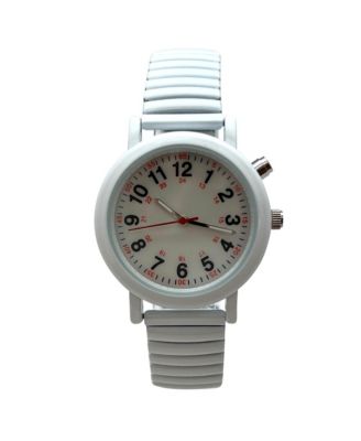 Женские часы Olivia Pratt с белым эластичным ремешком, легко читаемые как часы медсестры, с секундной стрелкой