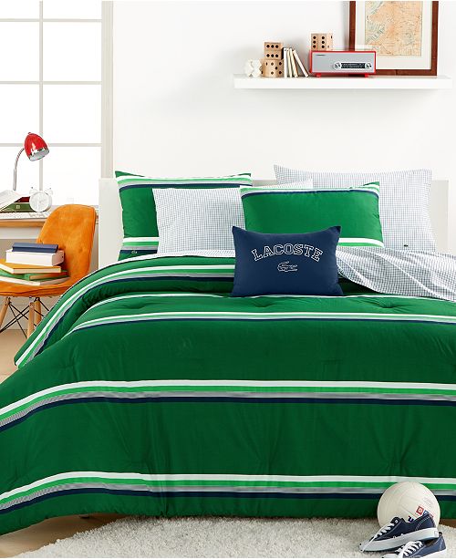 Lacoste Home Closeout Lacoste College Collection Green Stripe Comforter Sets Reviews Bedding Collections Bed Bath Macy S