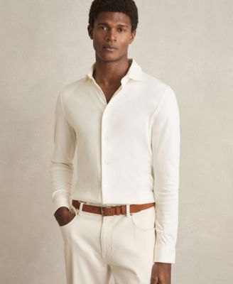 Мужская воздушно-водоотталкивающая хлопковая рубашка REISS на пуговицах