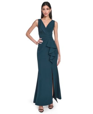 Женское плиссированное платье с оборками Eliza J синего цвета