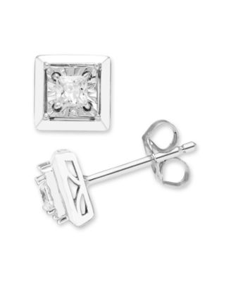 Серьги-гвоздики Macy's 0,25 карат, 14K белое золото, белые