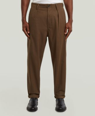 Мужские плиссированные брюки-чино свободного кроя G-Star Raw коричневого цвета