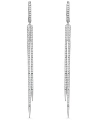 Серьги Macy's с белыми бриллиантами (1 карат) и сапфирами (0,03 карата) из белого золота 10 карат.