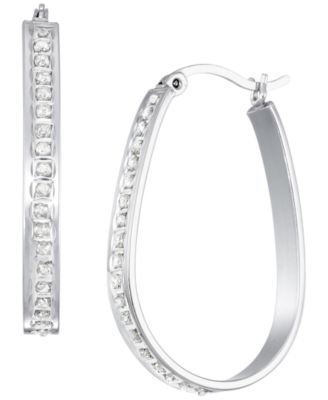 Серьги-кольца Macy's из серебра с бриллиантом 0,01 ct
