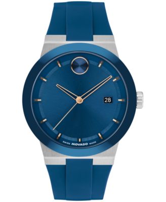 Мужские кварцевые часы Movado Bold Fusion Swiss с синим силиконом, 42,30 мм