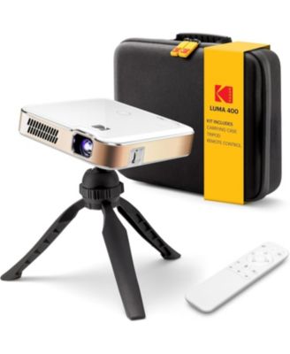 Умный проектор Kodak Luma 400, портативный пико-проектор высокой четкости с пультом дистанционного управления, штативом и чехлом для переноски белого цвета