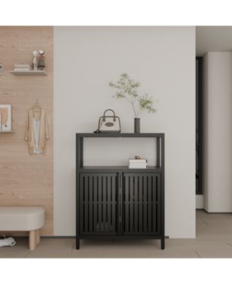 Шкаф для хранения мебели Streamdale Furniture из черного бамбука с полками