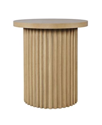 Круглый торцевой столик Jofran Auden 24" в стиле модерн середины века с рифленой подставкой-пьедесталом