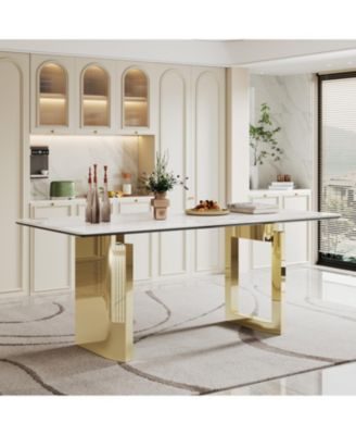 Обеденный стол Streamdale Furniture со столешницей из спеченного камня и стекла