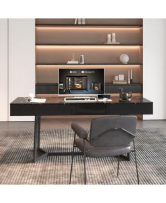 Streamdale Furniture Modern Black 70.87" Компьютерный стол, Рабочий стол для учебы, Y-образные металлические ножки