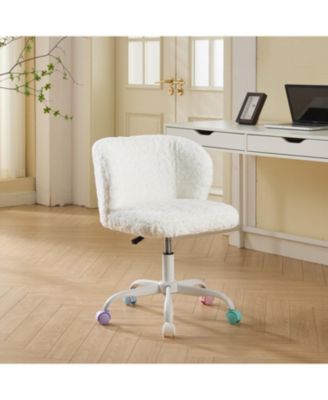 Офисное кресло Streamdale Furniture из искусственного меха кролика цвета слоновой кости