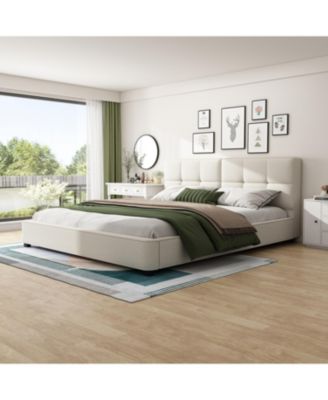 Каркас кровати Streamdale Furniture King Бежевый из букле с изогнутым изголовьем из ворса