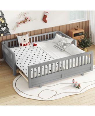 Мебель Streamdale Кровать-платформа Streamdale Twin Size с перилами, массив дерева, Серый