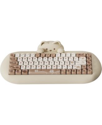 Новая беспроводная механическая клавиатура C68, горячая замена игровой клавиатуры на 65%, Тройной режим BT5.0/2.4G / Проводная, RGB подсветка NKRO, Силиконовая эргономичная клавиатура Cute Cat коричневого цвета