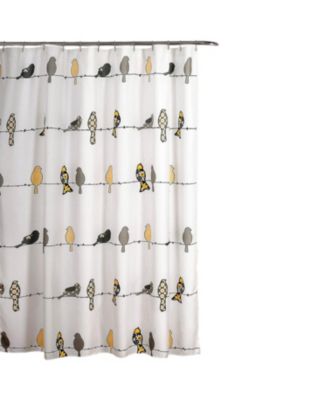 Занавеска для душа из полиэстера Slickblue 72x72 дюйма желто-серая с цветочным рисунком в виде птиц из полиэстера